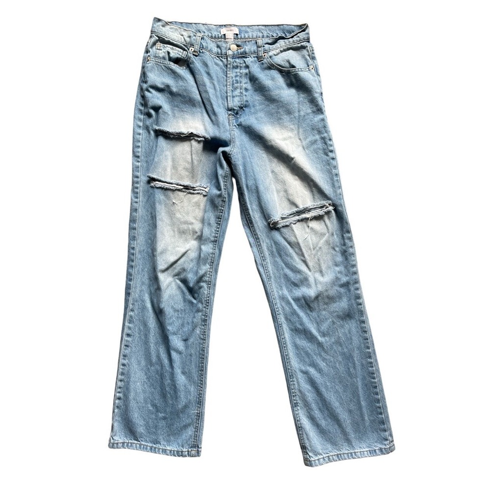 Forever 21 Distressed Jeans Womens 30 Light Blue High Rise Straight‎ Leg Ripped
